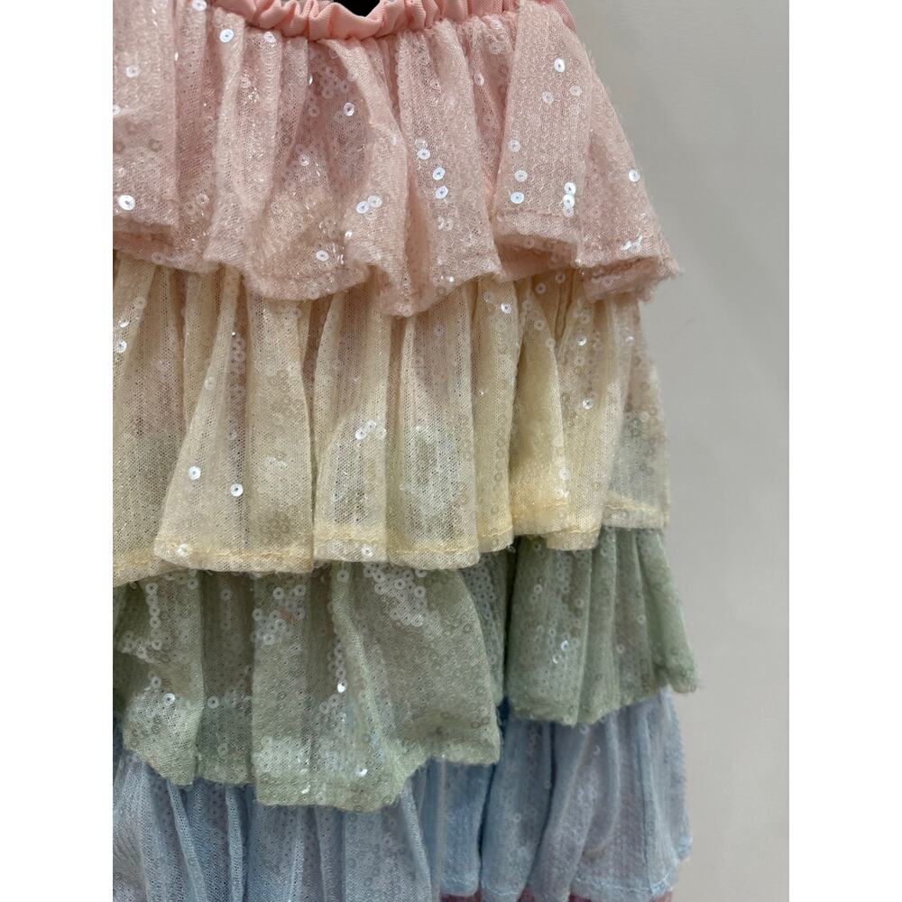 Lola + The Boys - NWT - Girls' Rainbow Tiered Sequin Dress 6 - Picture 4 of 12